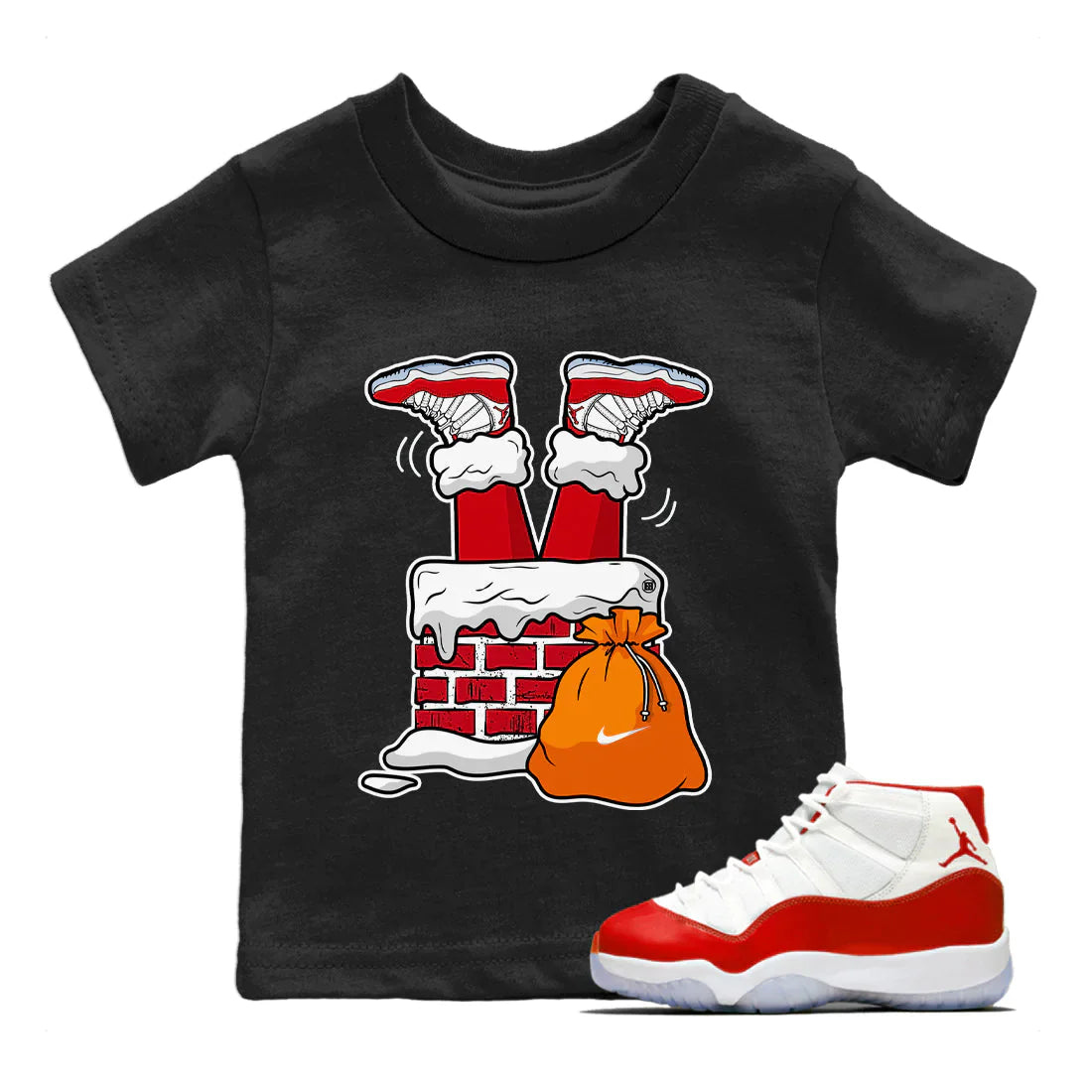 Santa Stuck In Chimney Kids Tops - Air Jordan 11 Cherry
