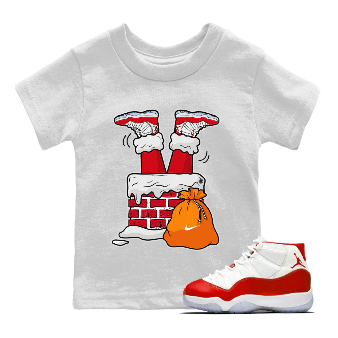 Santa Stuck In Chimney Kids Tops - Air Jordan 11 Cherry