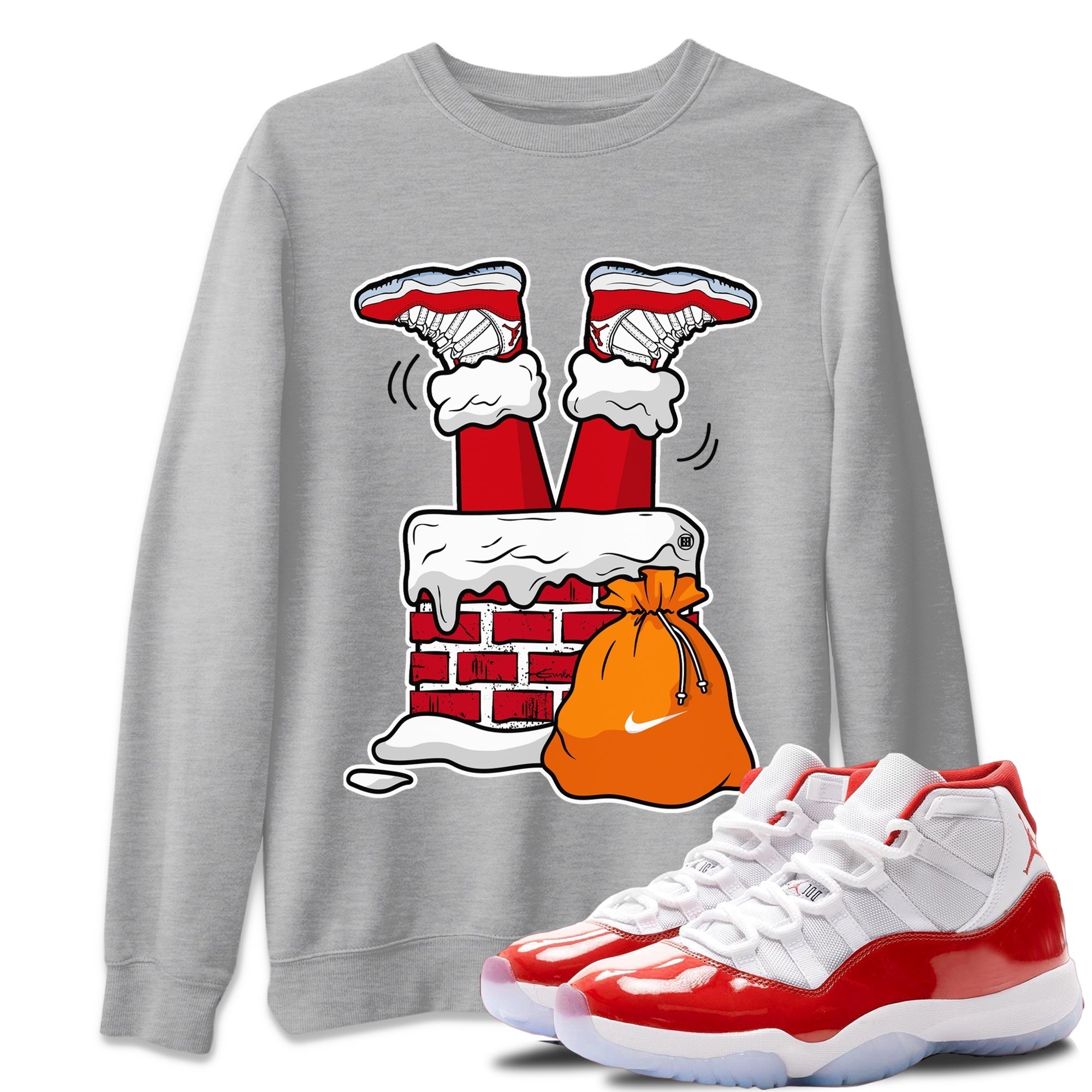 Santa Stuck In Chimney Unisex Tops - Air Jordan 11 Cherry