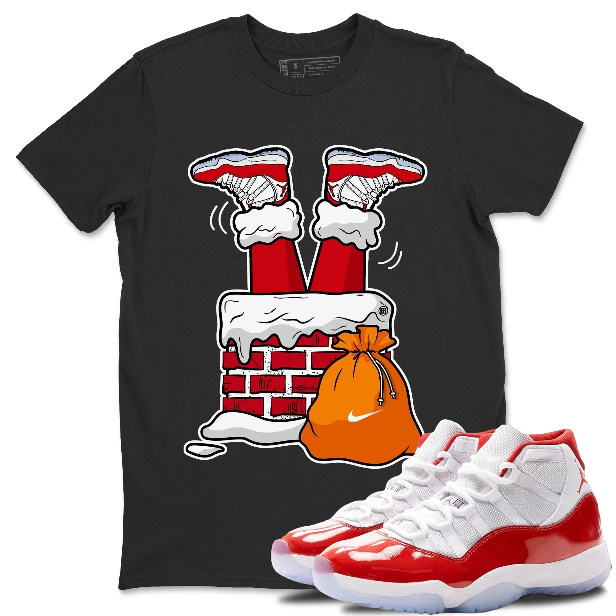 Santa Stuck In Chimney Unisex Tops - Air Jordan 11 Cherry
