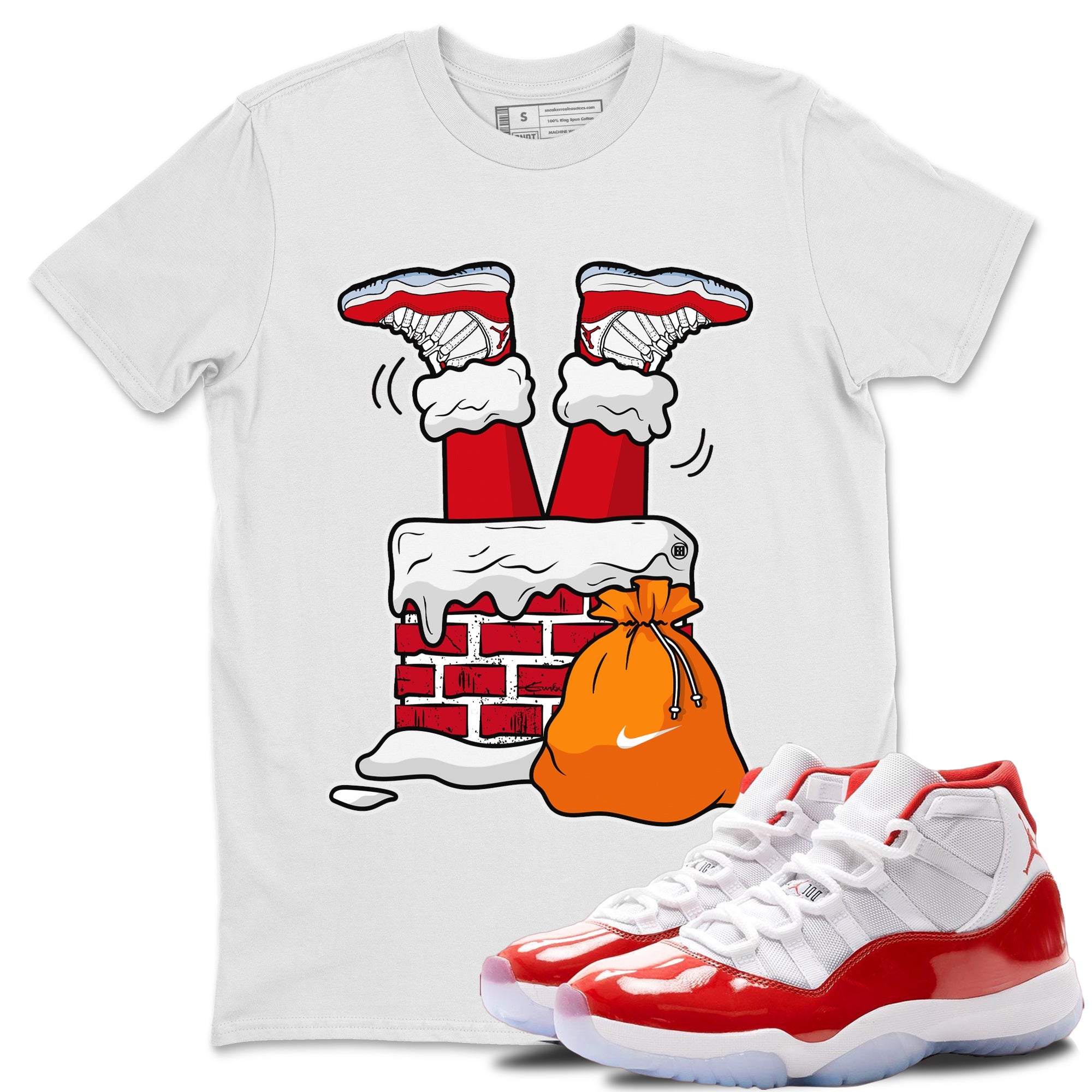 Santa Stuck In Chimney Unisex Tops - Air Jordan 11 Cherry