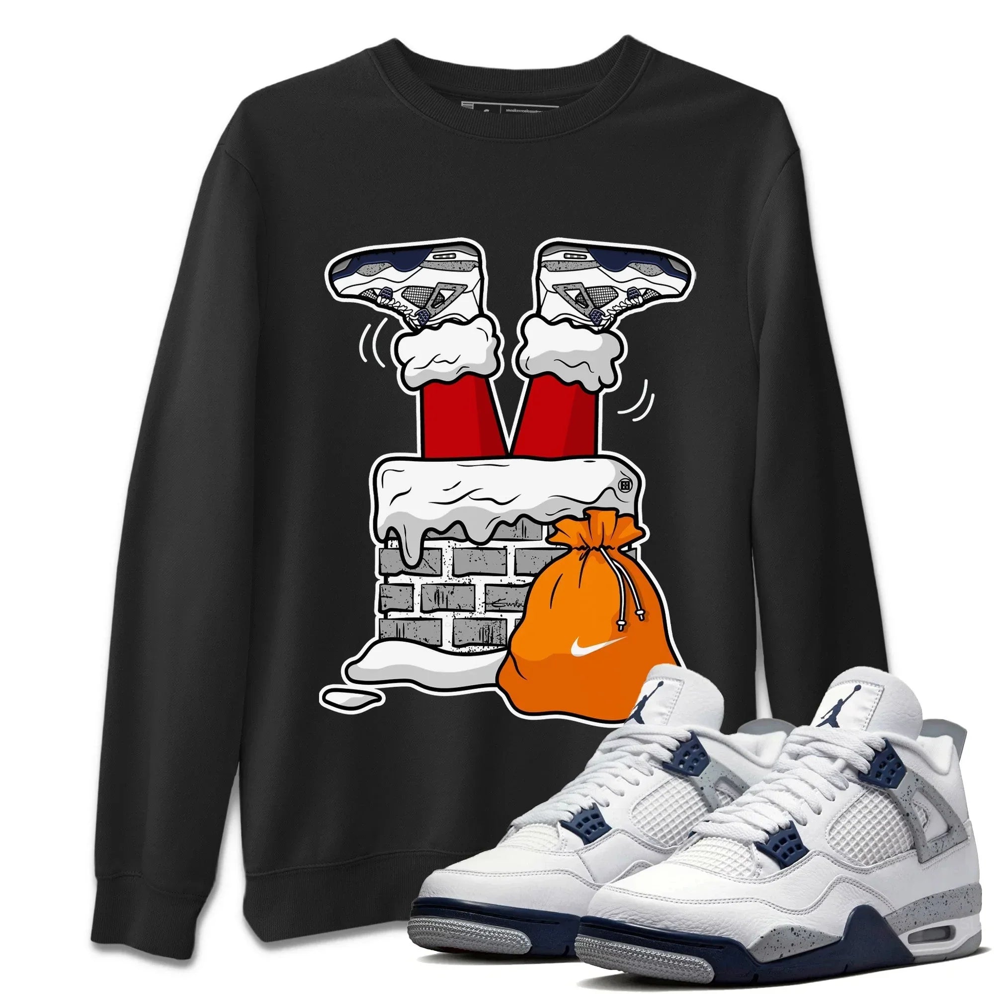 Santa Stuck In Chimney Unisex Tops - Air Jordan 4 Midnight Navy