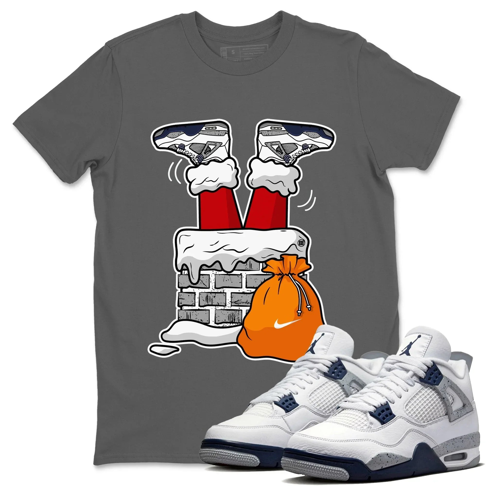 Santa Stuck In Chimney Unisex Tops - Air Jordan 4 Midnight Navy