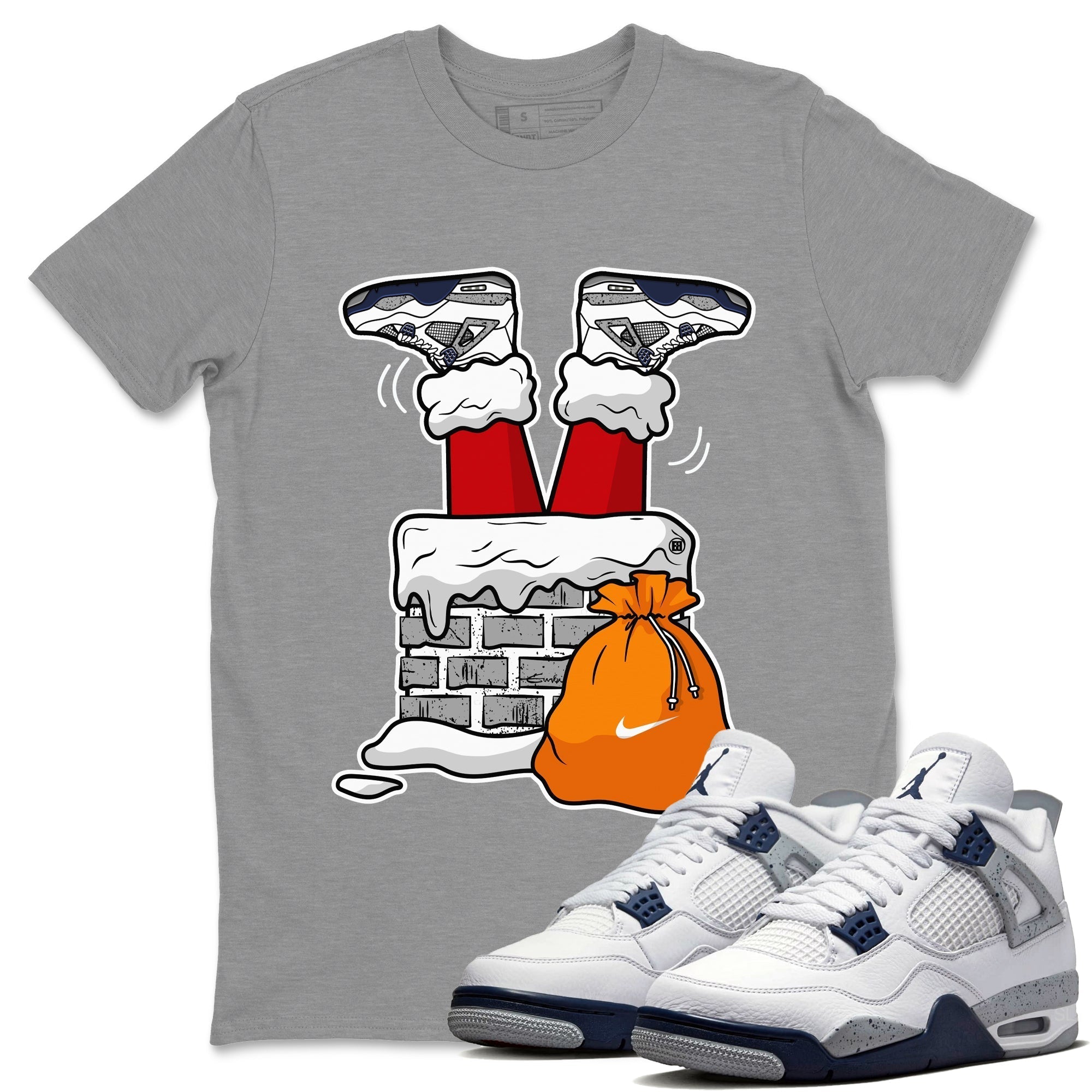 Santa Stuck In Chimney Unisex Tops - Air Jordan 4 Midnight Navy