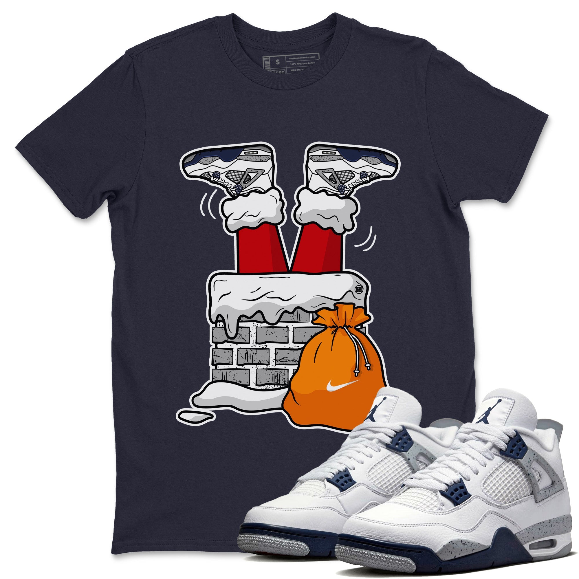 Santa Stuck In Chimney Unisex Tops - Air Jordan 4 Midnight Navy