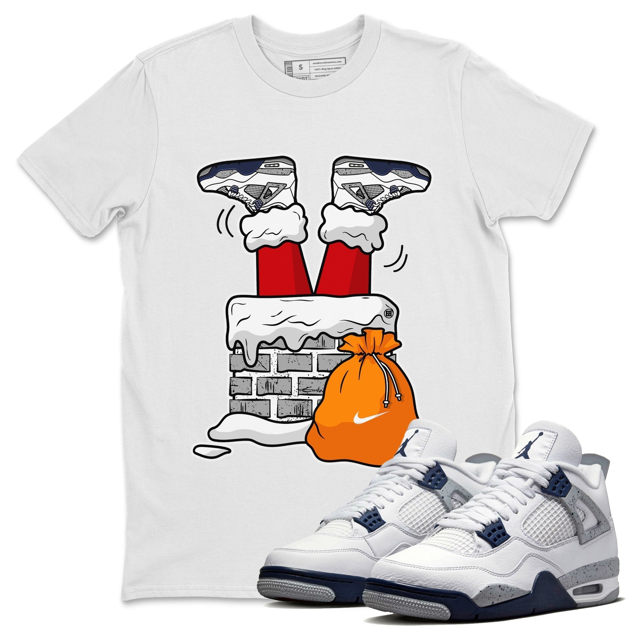 Santa Stuck In Chimney Unisex Tops - Air Jordan 4 Midnight Navy