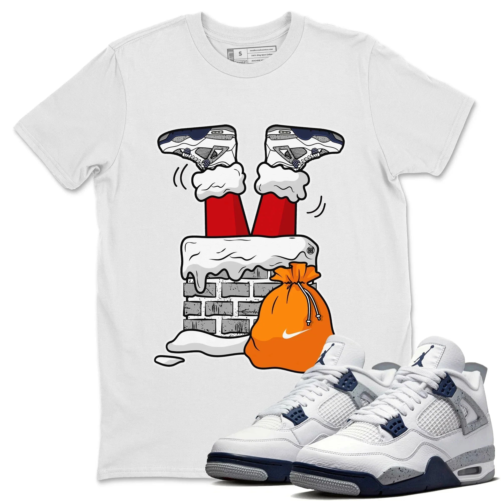 Santa Stuck In Chimney Unisex Tops - Air Jordan 4 Midnight Navy