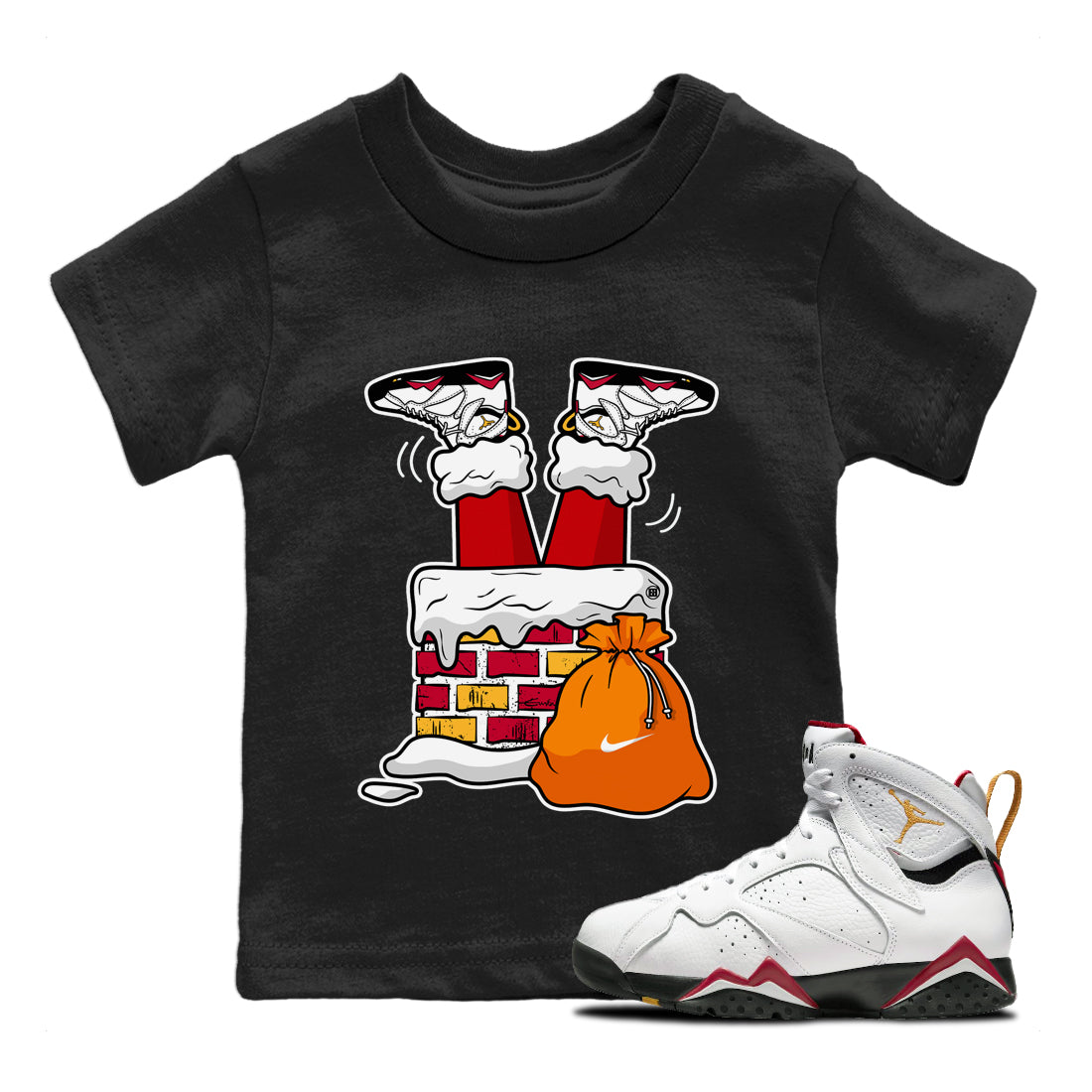 Santa Stuck In Chimney Kids Tops - Air Jordan 7 Cardinal