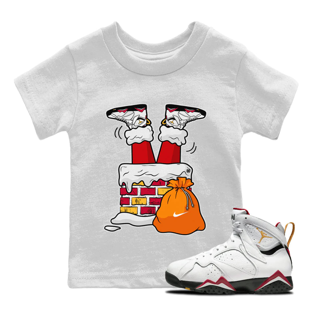 Santa Stuck In Chimney Kids Tops - Air Jordan 7 Cardinal