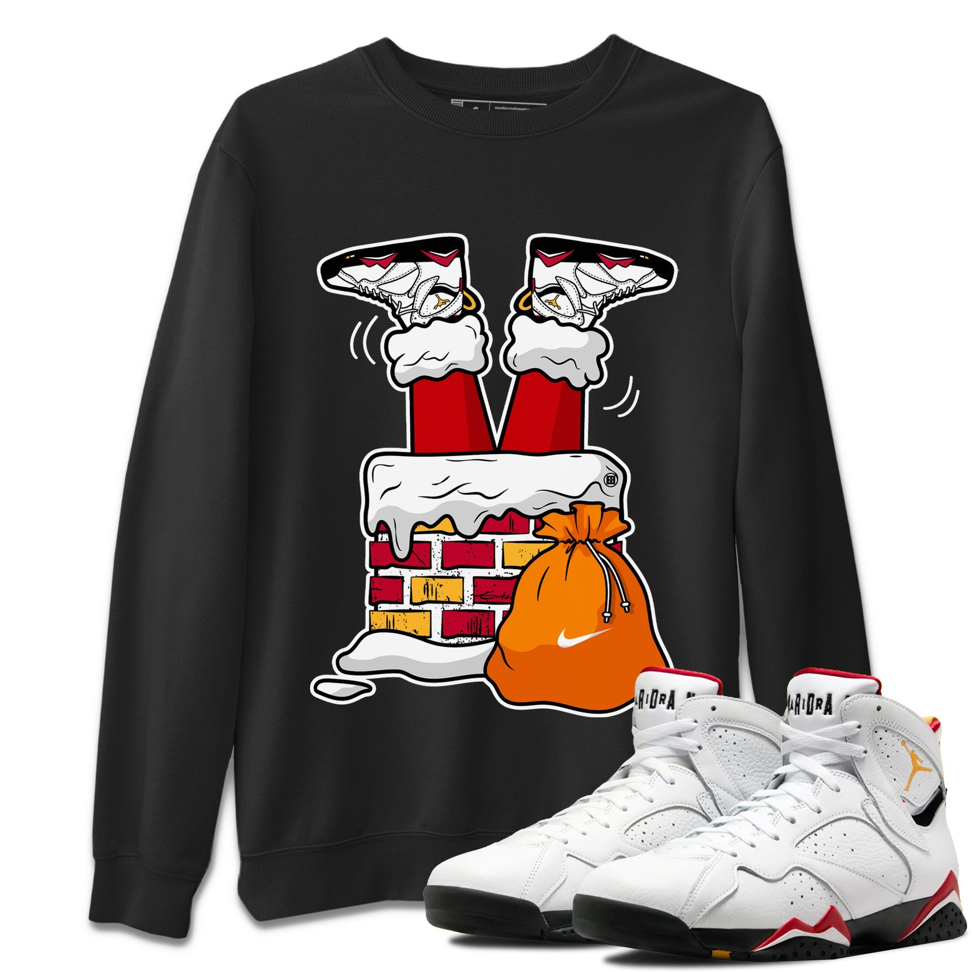 Santa Stuck In Chimney Unisex Tops - Air Jordan 7 Cardinal