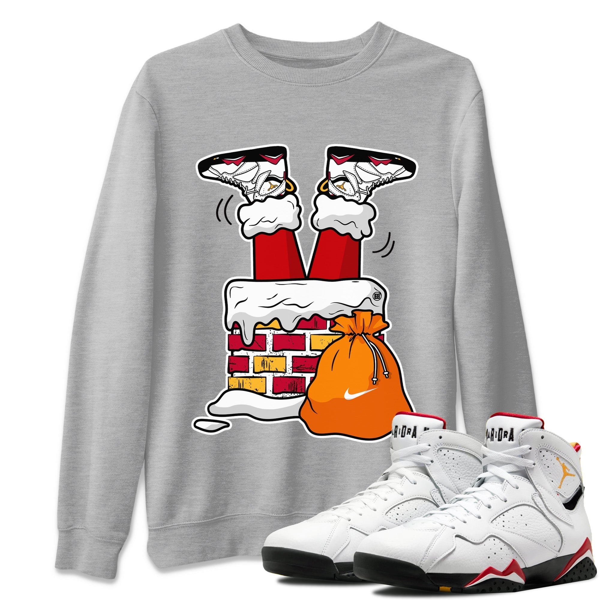 Santa Stuck In Chimney Unisex Tops - Air Jordan 7 Cardinal
