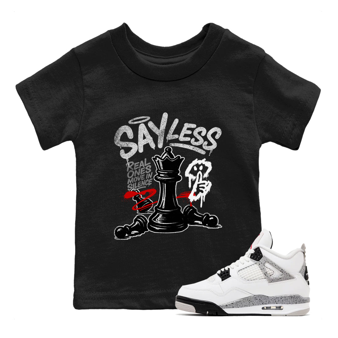 Say Less snkmatch Tees Kids - Air Jordan 4 White Cement