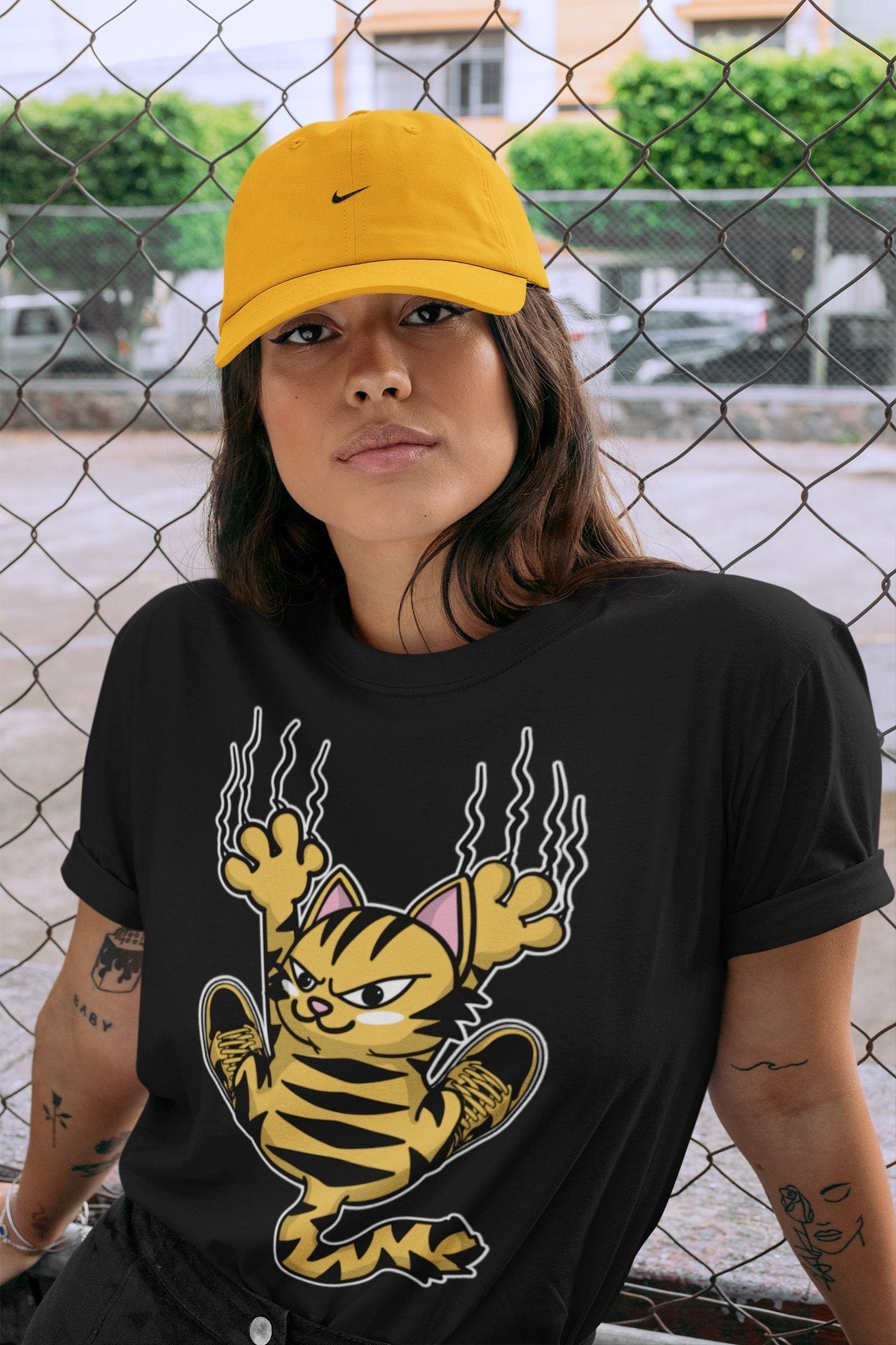 Scratching Cat Unisex Tops - Air Jordan 1 Pollen