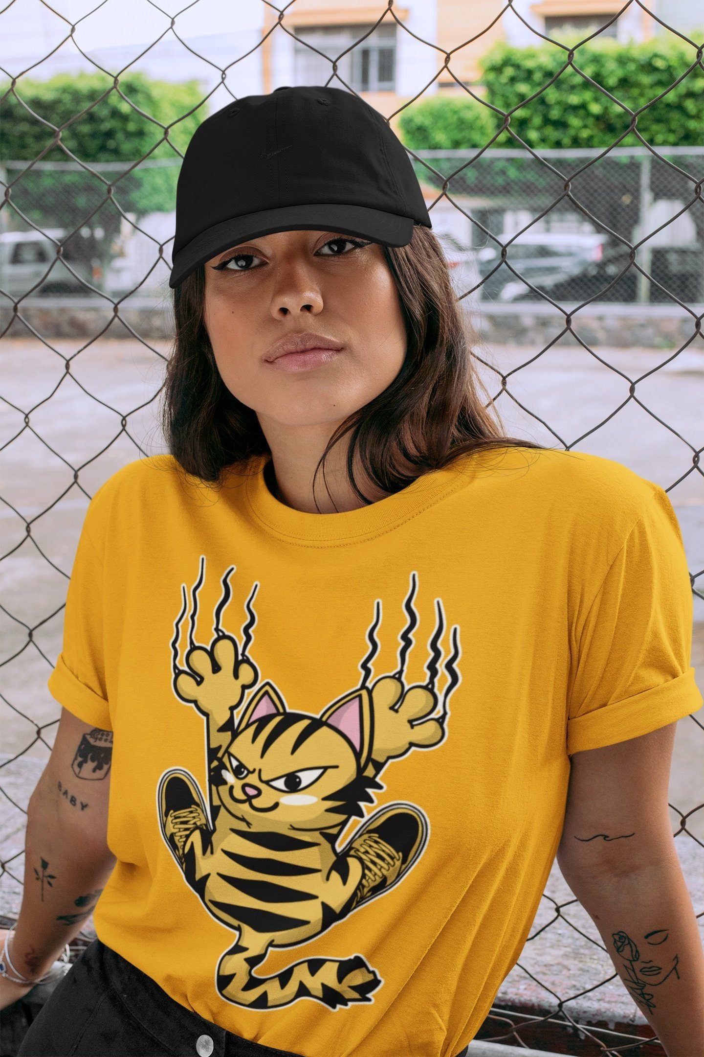 Scratching Cat Unisex Tops - Air Jordan 1 Pollen