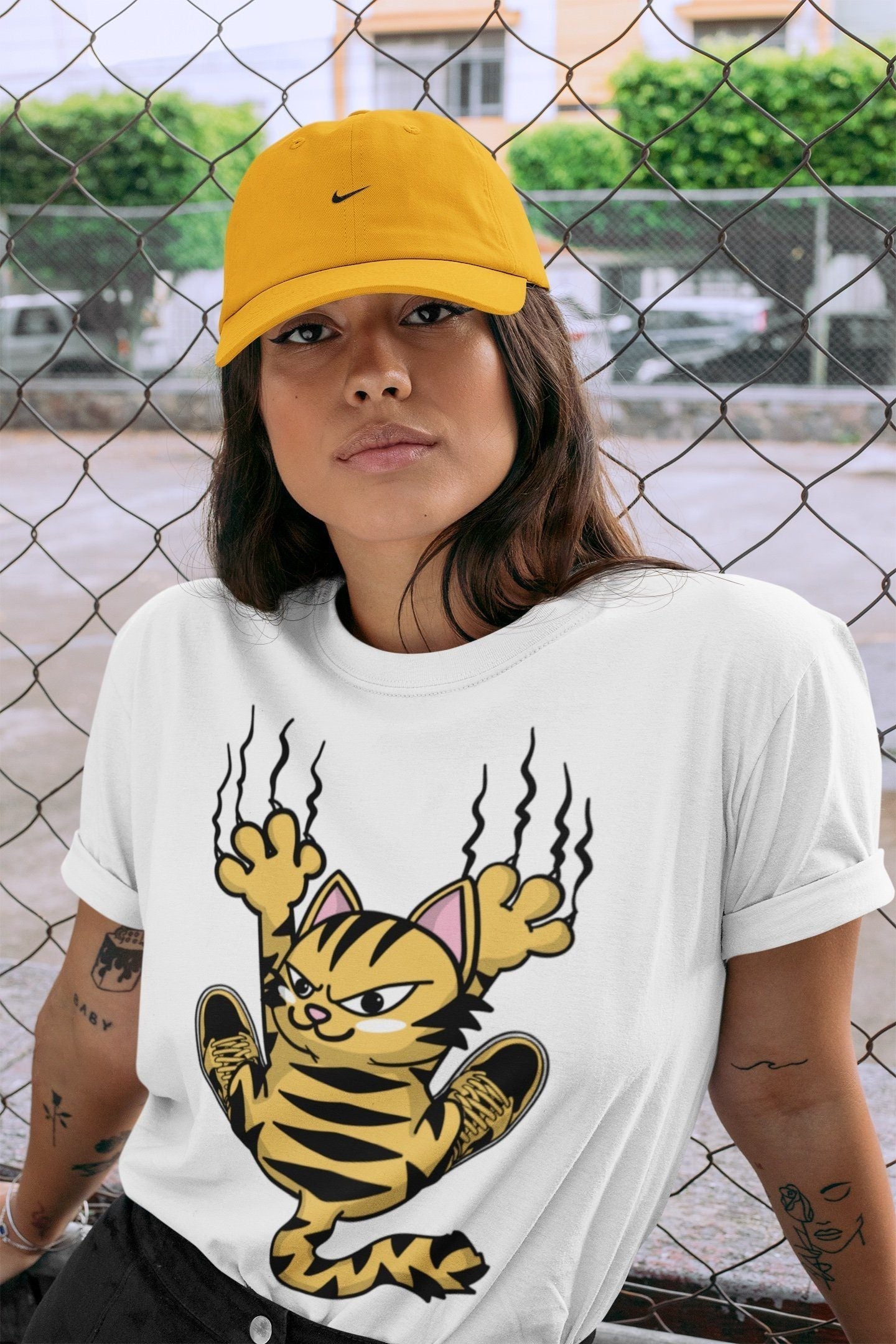 Scratching Cat Unisex Tops - Air Jordan 1 Pollen