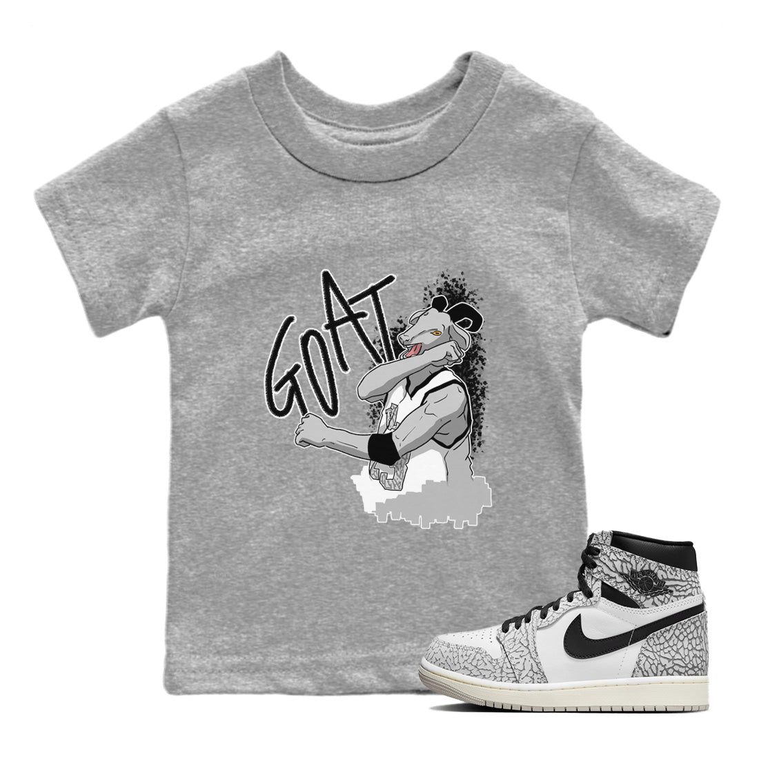 Screaming Goat Kids Tops - Air Jordan 1 White Cement