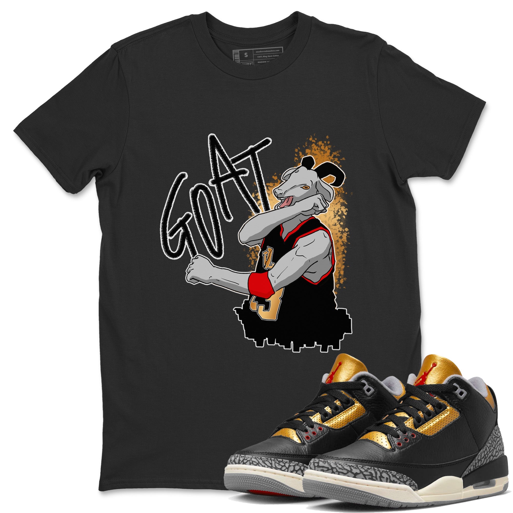 Screaming Goat Unisex Tops - Air Jordan 3 Black Gold