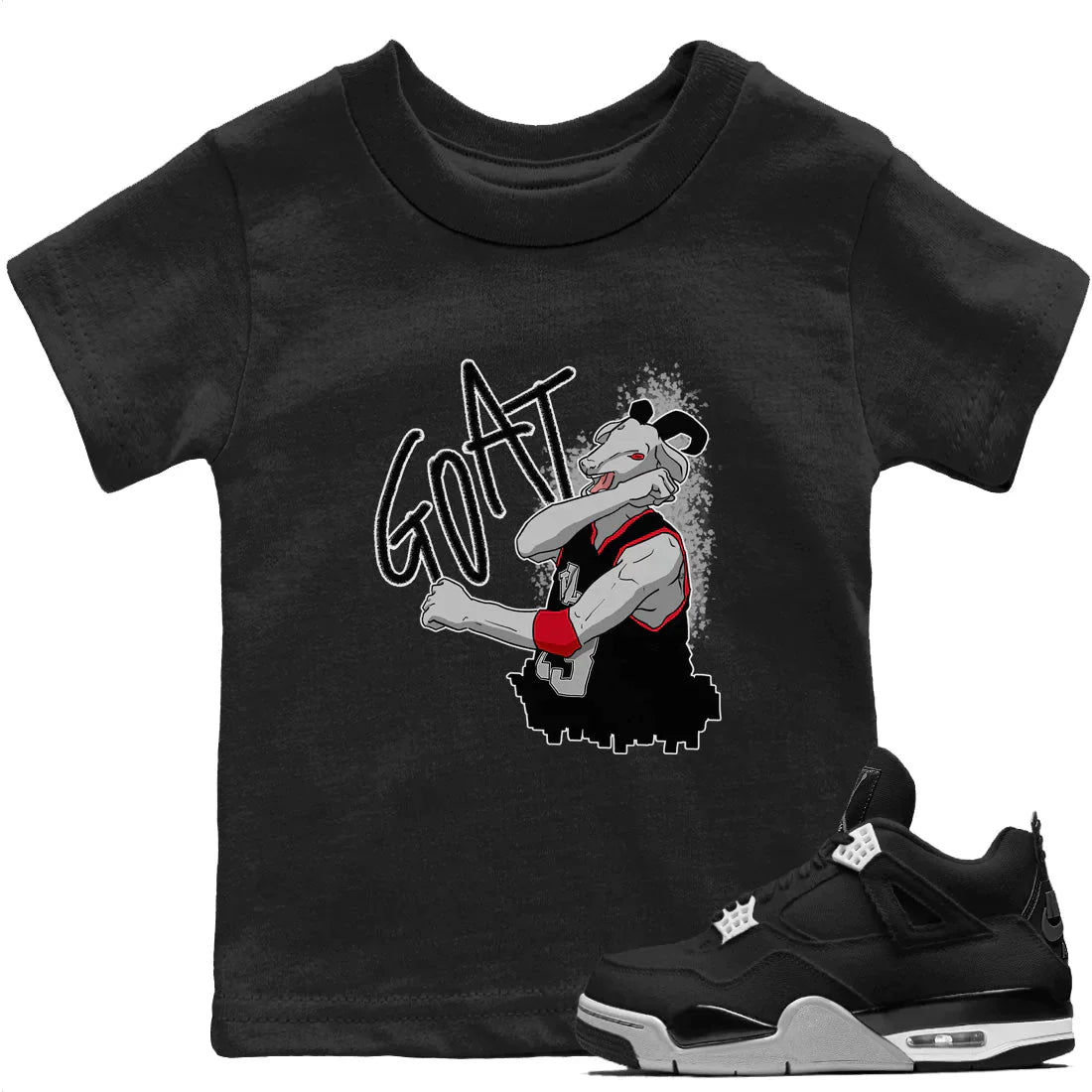 Screaming Goat Kids Tops - Air Jordan 4 Black Canvas