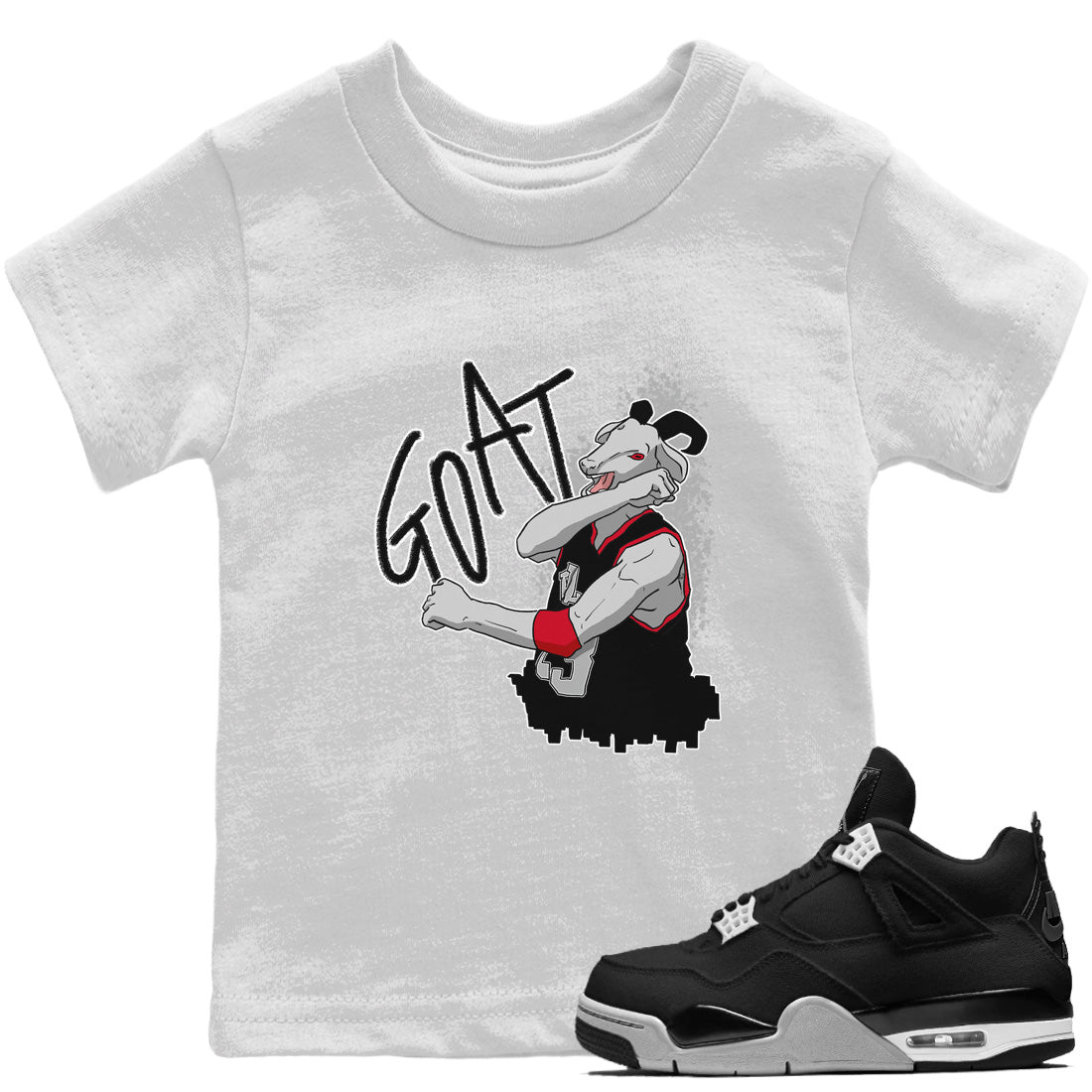 Screaming Goat Kids Tops - Air Jordan 4 Black Canvas