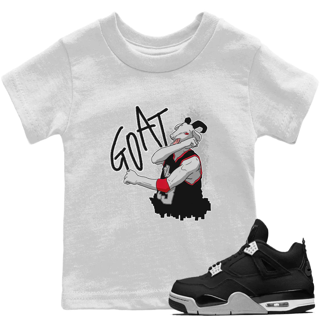 Screaming Goat Kids Tops - Air Jordan 4 Black Canvas