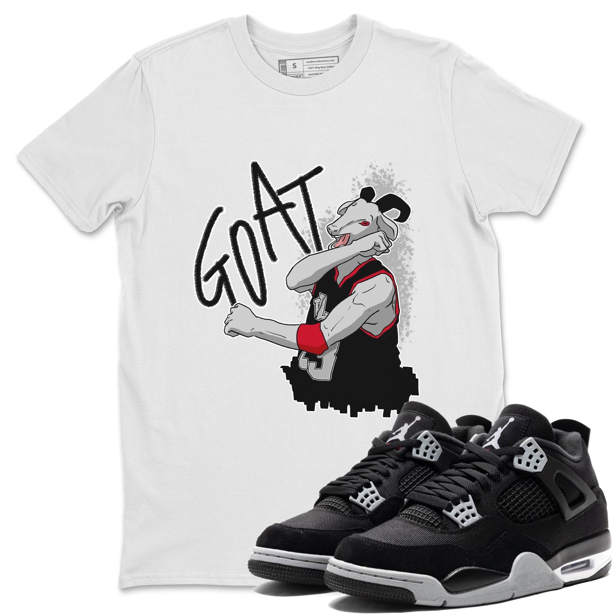 Screaming Goat Unisex Tops - Air Jordan 4 Black Canvas