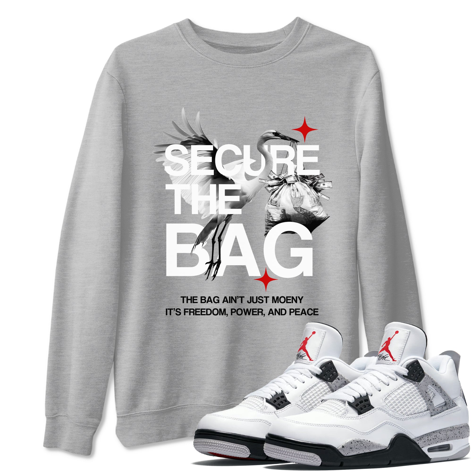Secure The Bag snkmatch Tees - Air Jordan 4 White Cement