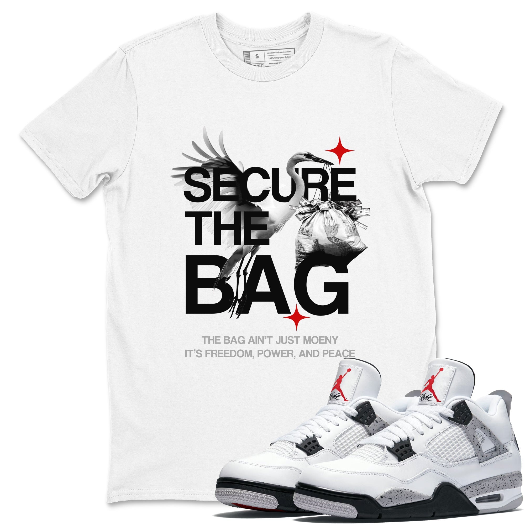 Secure The Bag snkmatch Tees - Air Jordan 4 White Cement