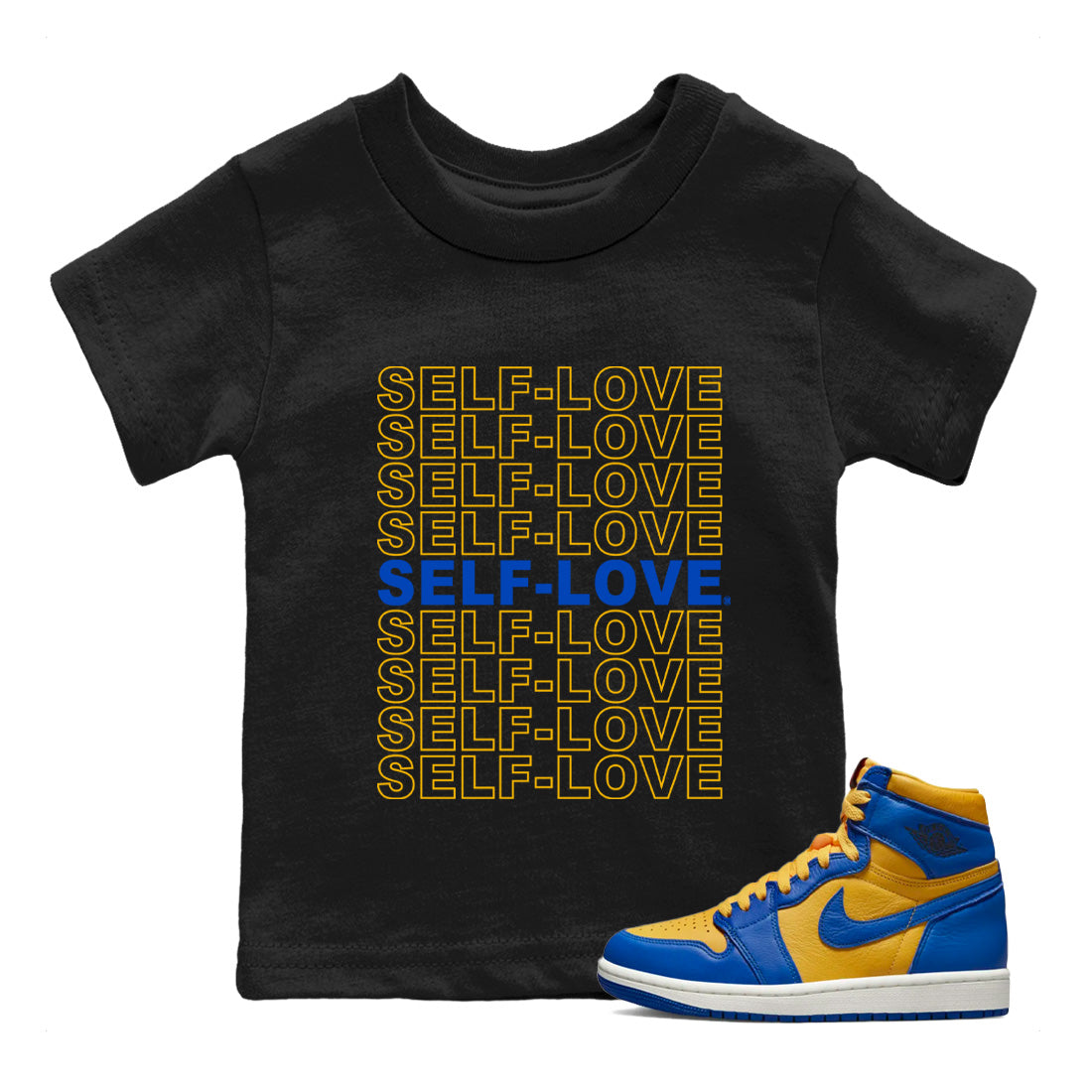 Self Love Kids Tops - Air Jordan 1 Game Royal Varsity Maize