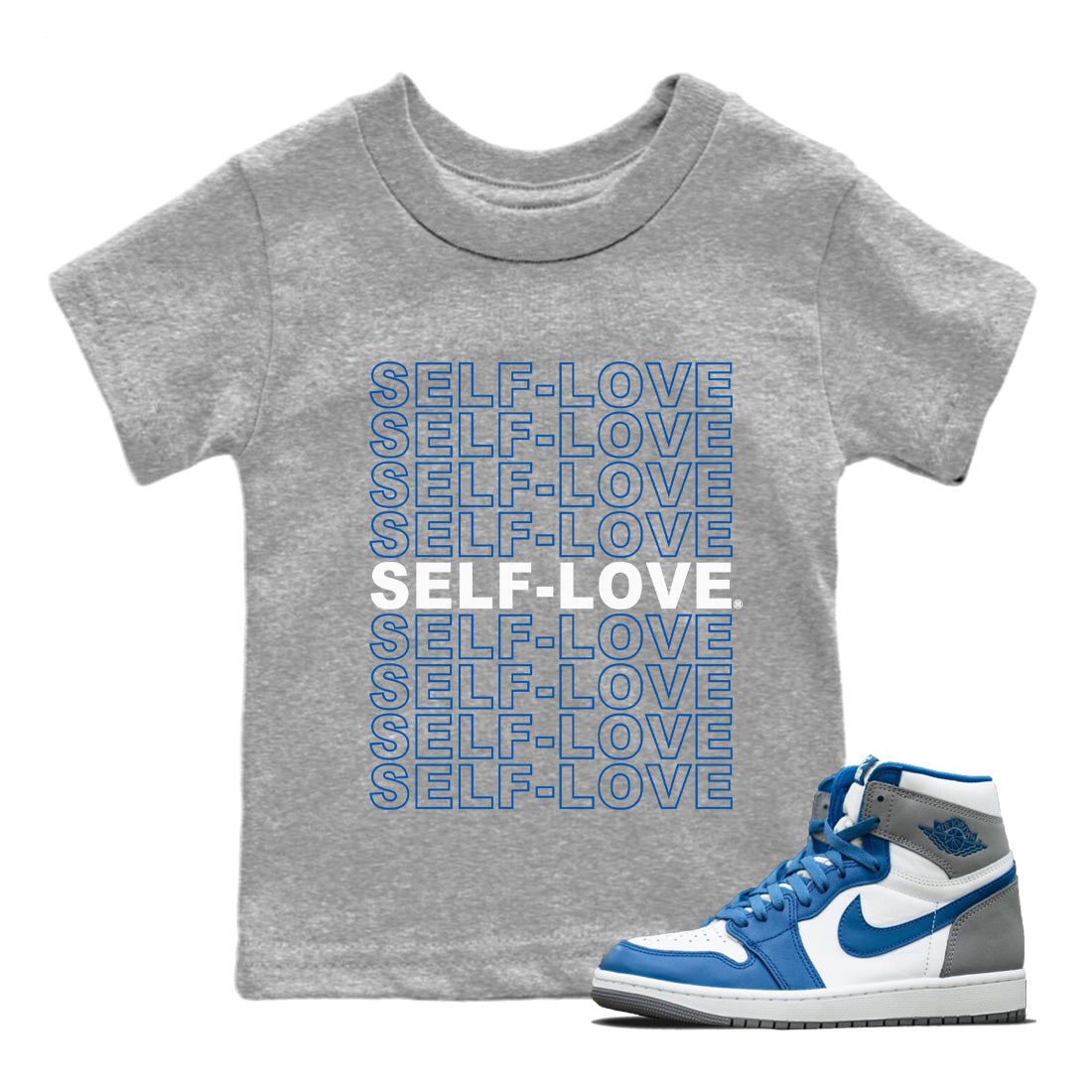 Self Love Kids Tops - Air Jordan 1 True Blue