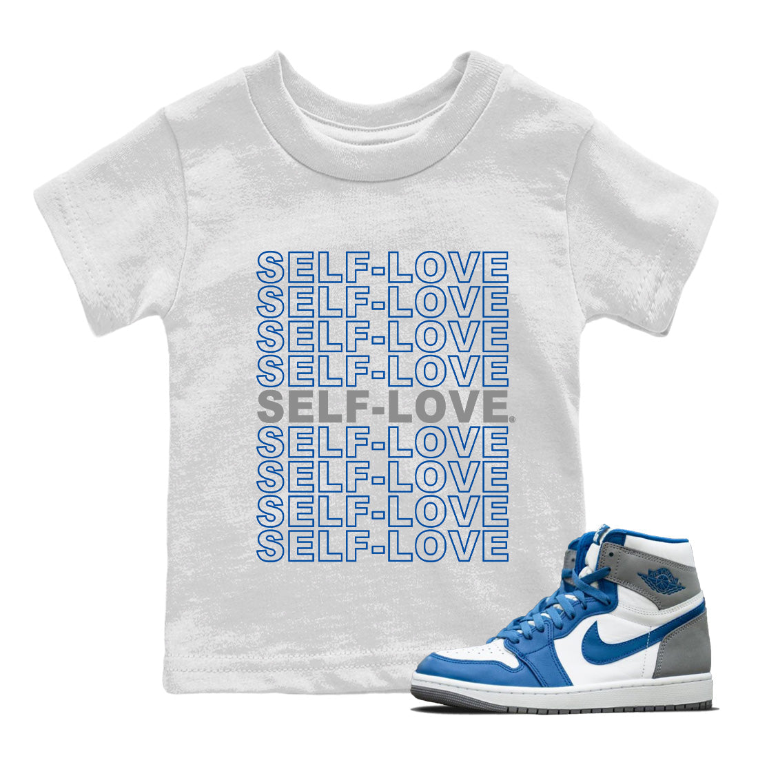 Self Love Kids Tops - Air Jordan 1 True Blue