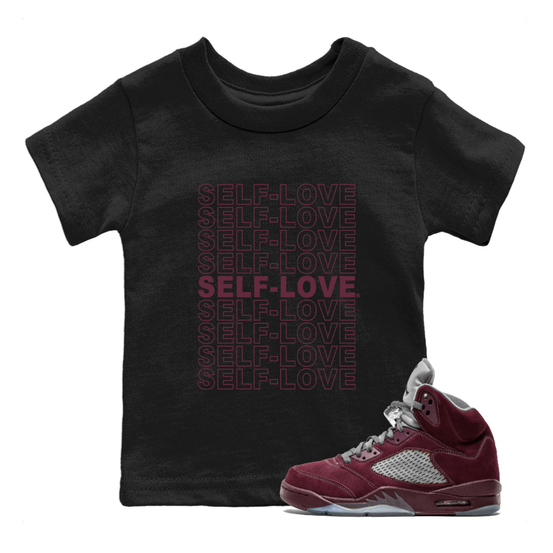 Self Love Kids Tops - Air Jordan 5 Burgundy