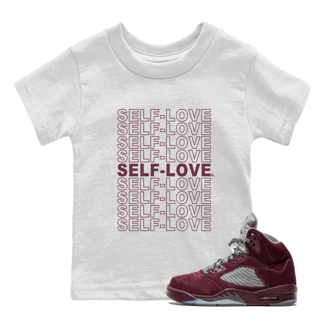 Self Love Kids Tops - Air Jordan 5 Burgundy