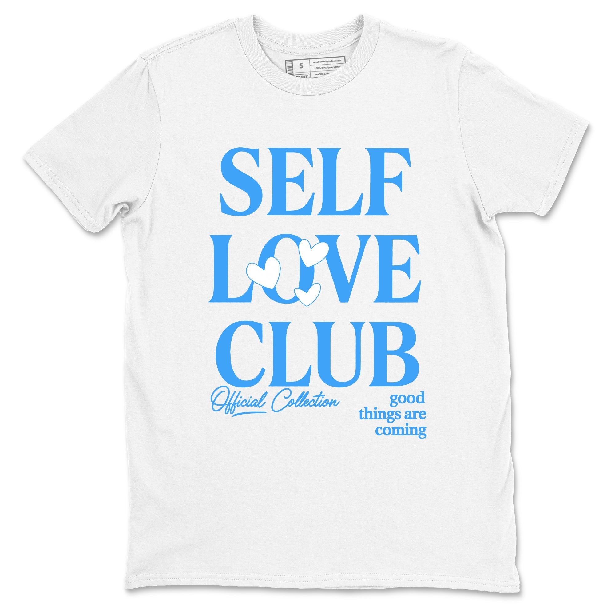 Self Love Club snkmatch Tees - Air Jordan 12 White and University Blue