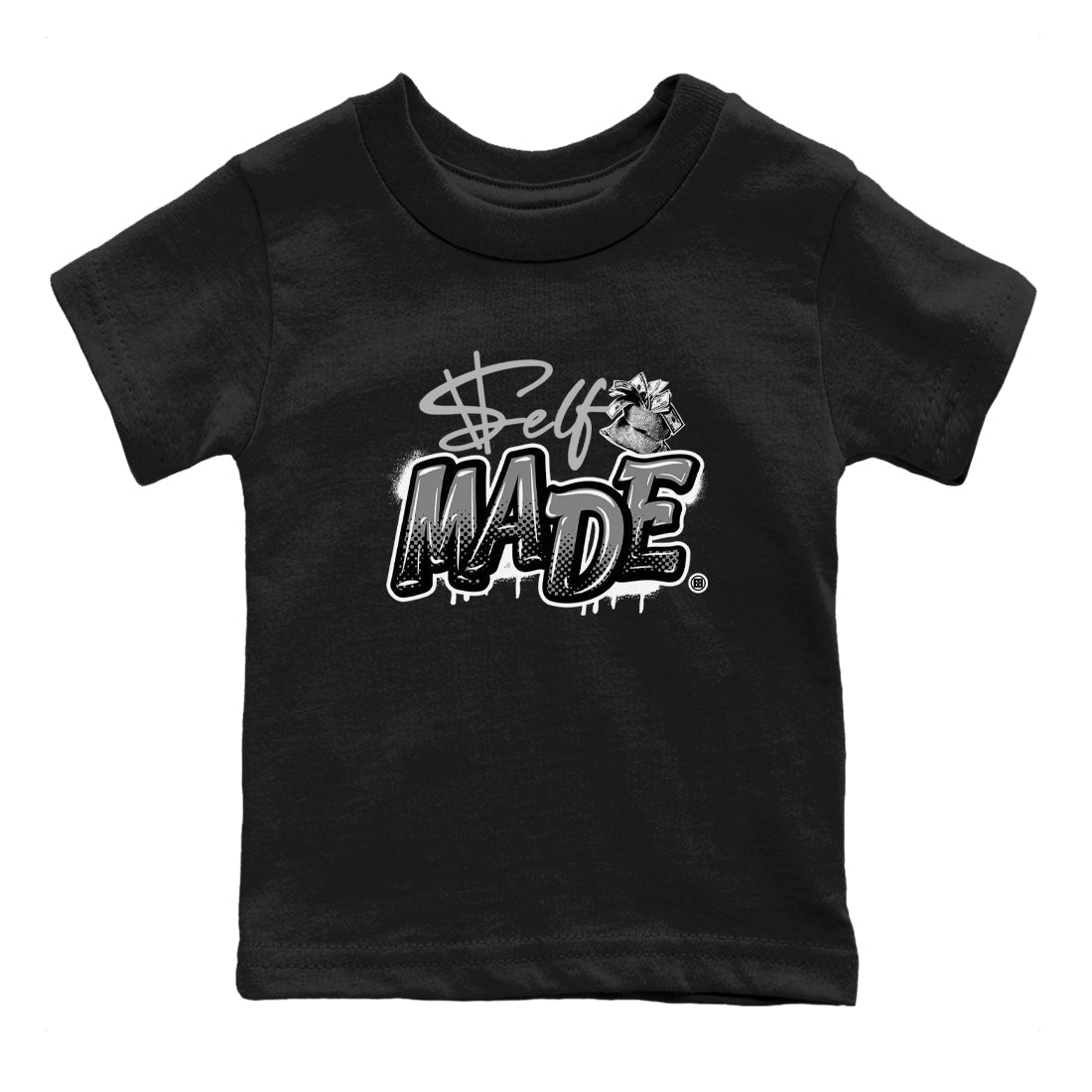 Self Made snkmatch Tees Kids - Air Jordan 12 Black Wolf Grey