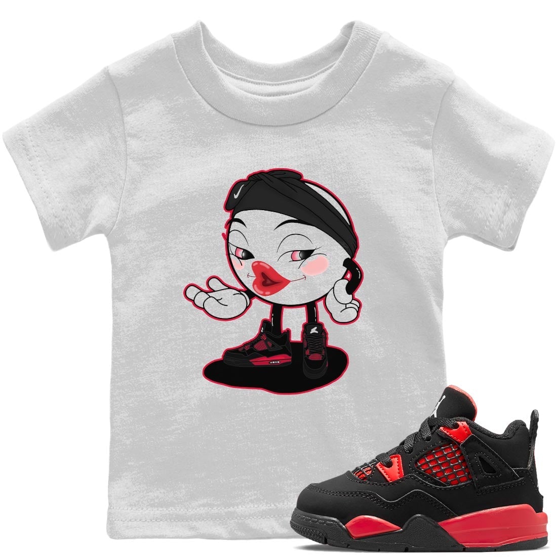 Sexy Chu Kids Tops - Air Jordan 4 Red Thunder