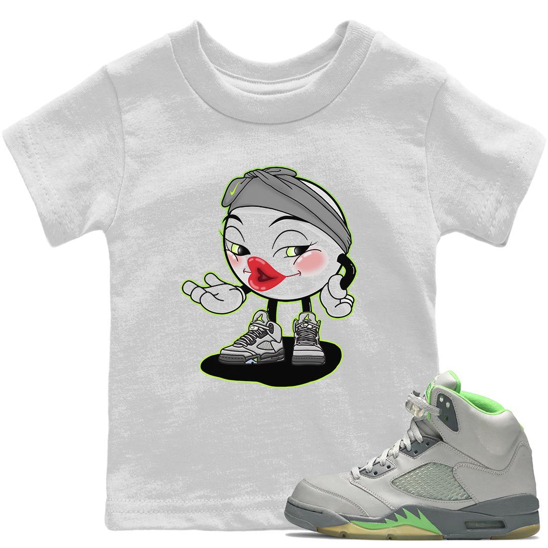 Sexy Chu Kids Tops - Air Jordan 5 Green Bean