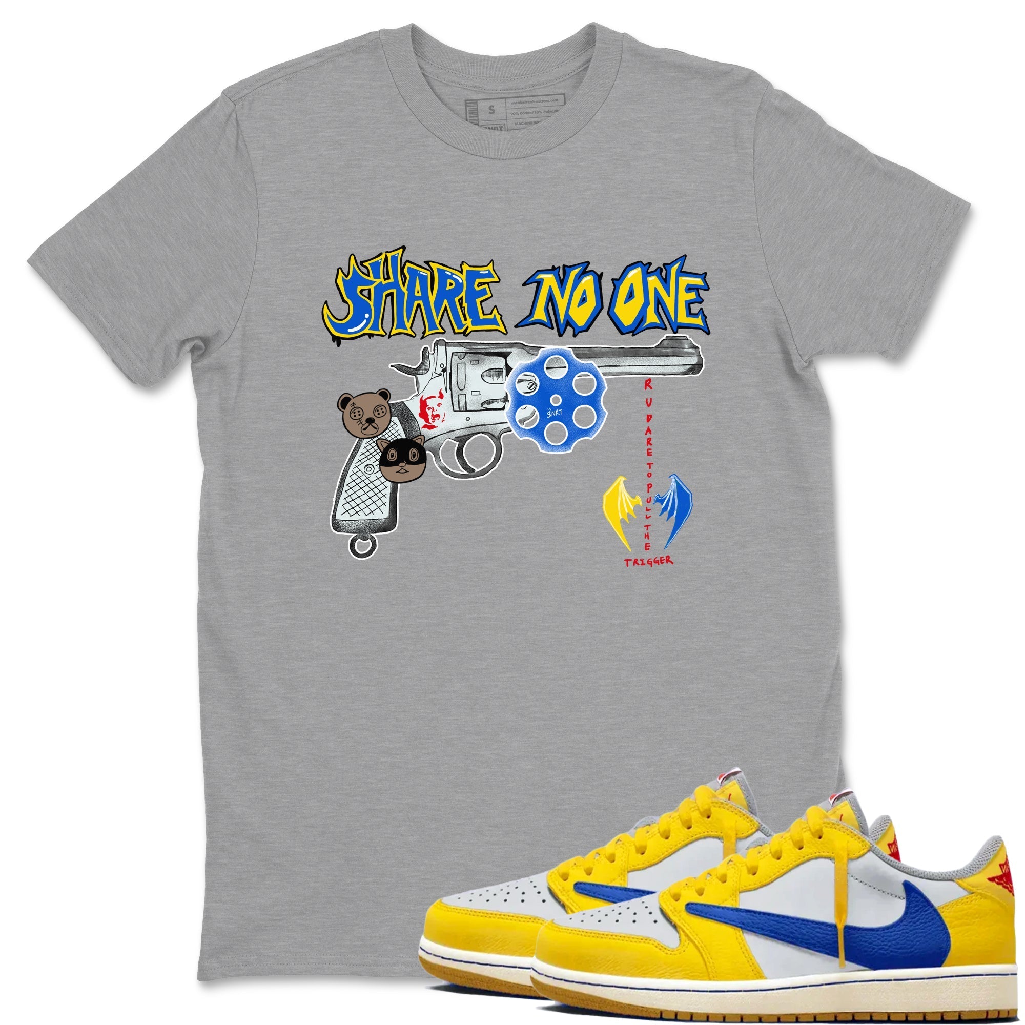 Share No One snkmatch Tees - Air Jordan 1 Travis Scott Canary