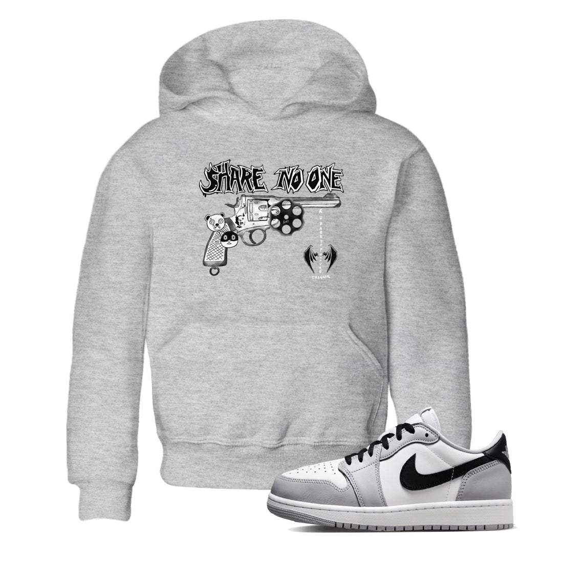 Share No One snkmatch Tees Kids - Air Jordan 1 Wolf Grey