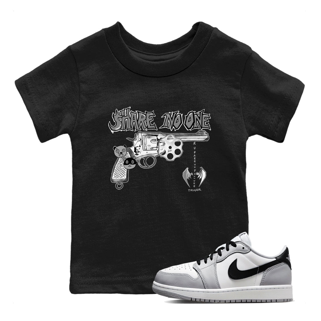 Share No One snkmatch Tees Kids - Air Jordan 1 Wolf Grey