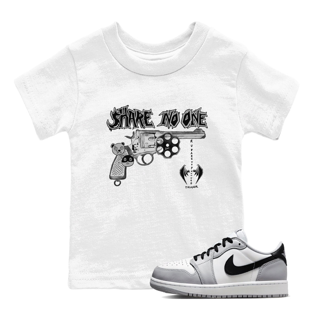 Share No One snkmatch Tees Kids - Air Jordan 1 Wolf Grey