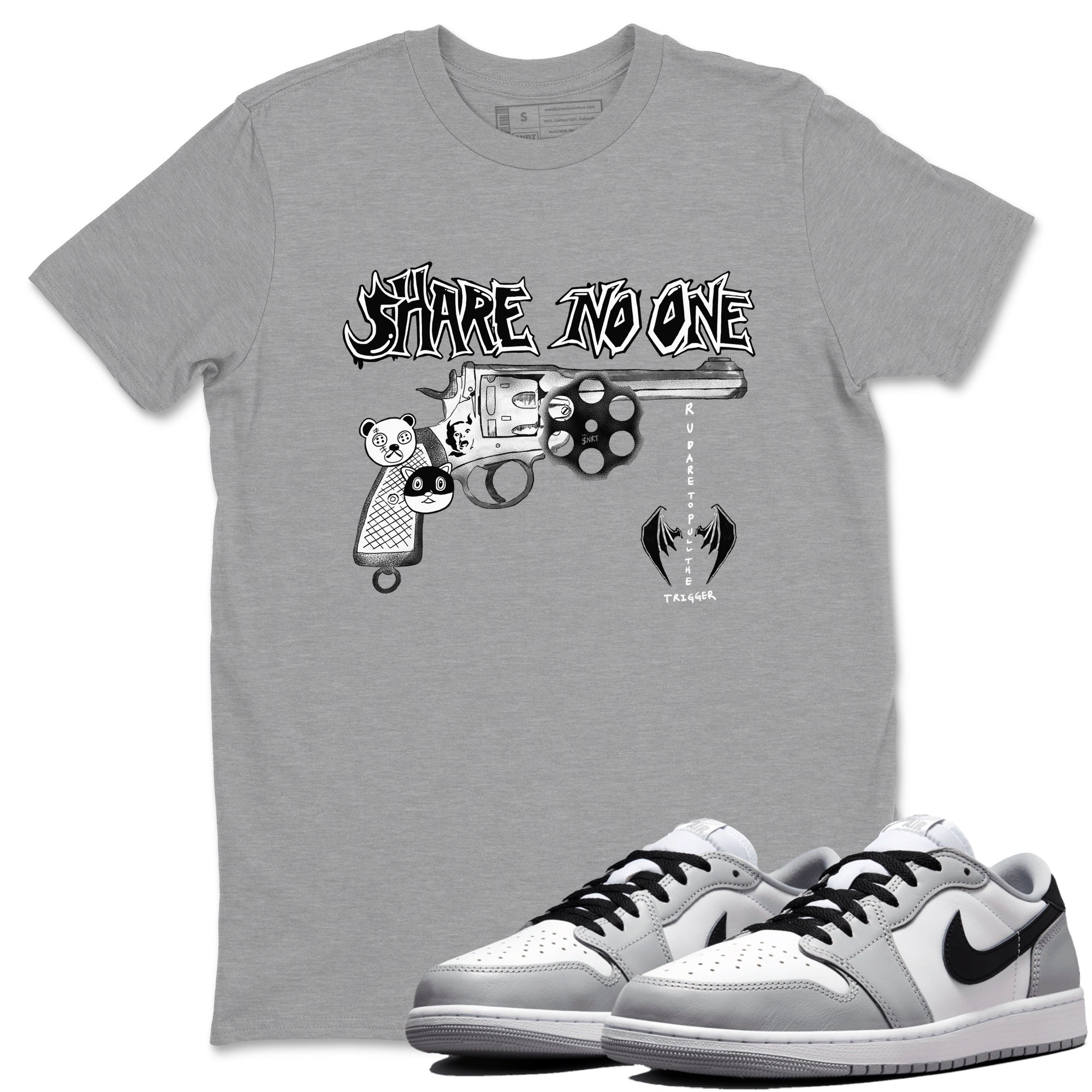 Share No One snkmatch Tees - Air Jordan 1 Wolf Grey