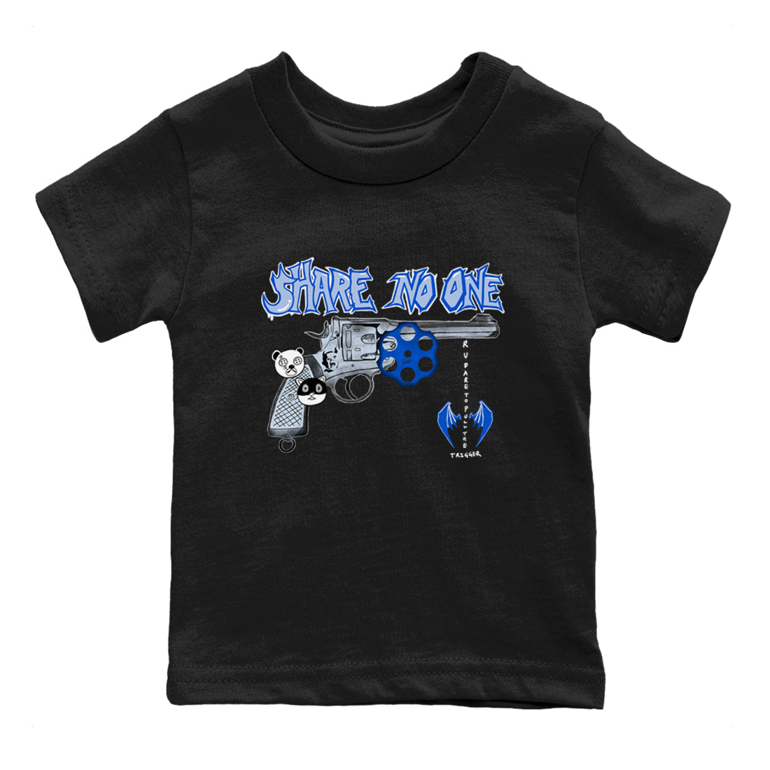 Share No One snkmatch Tees Kids - Air Jordan 11 Black and Varsity Royal