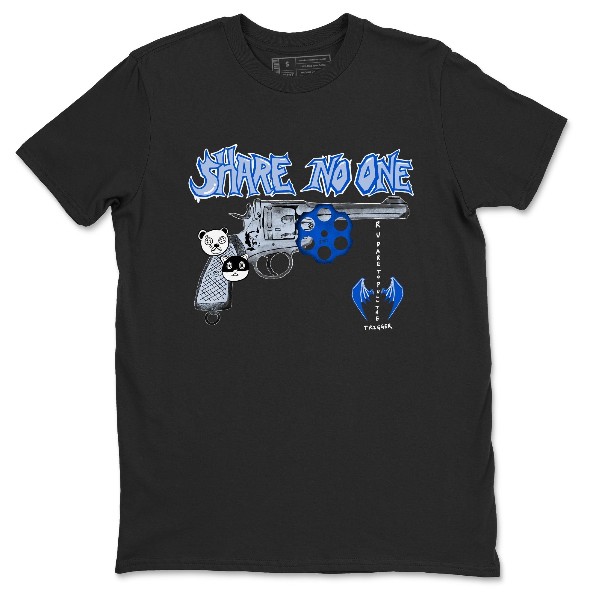 Share No One snkmatch Tees - Air Jordan 11 Black and Varsity Royal