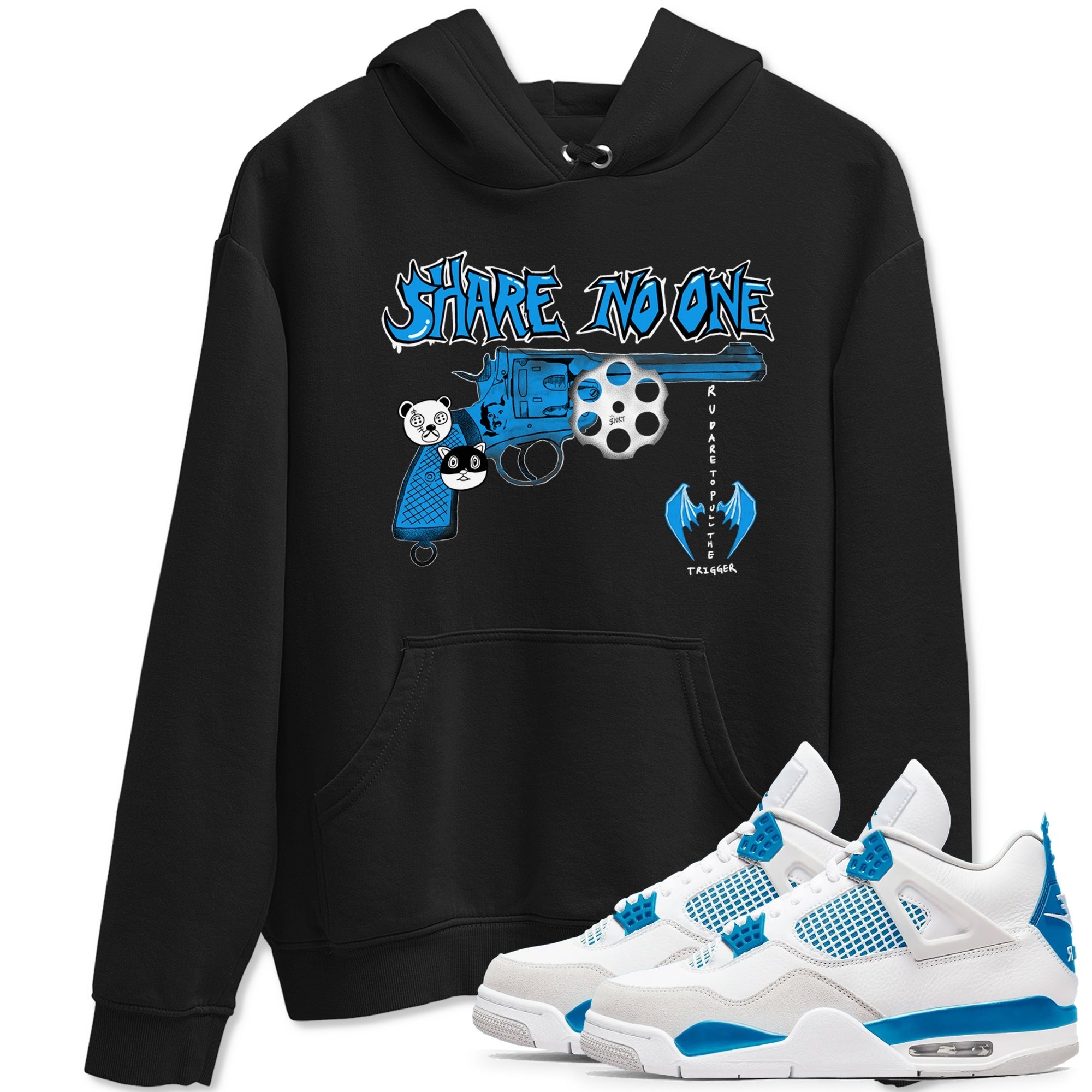 Share No One snkmatch Tees - Air Jordan 4 Military Blue