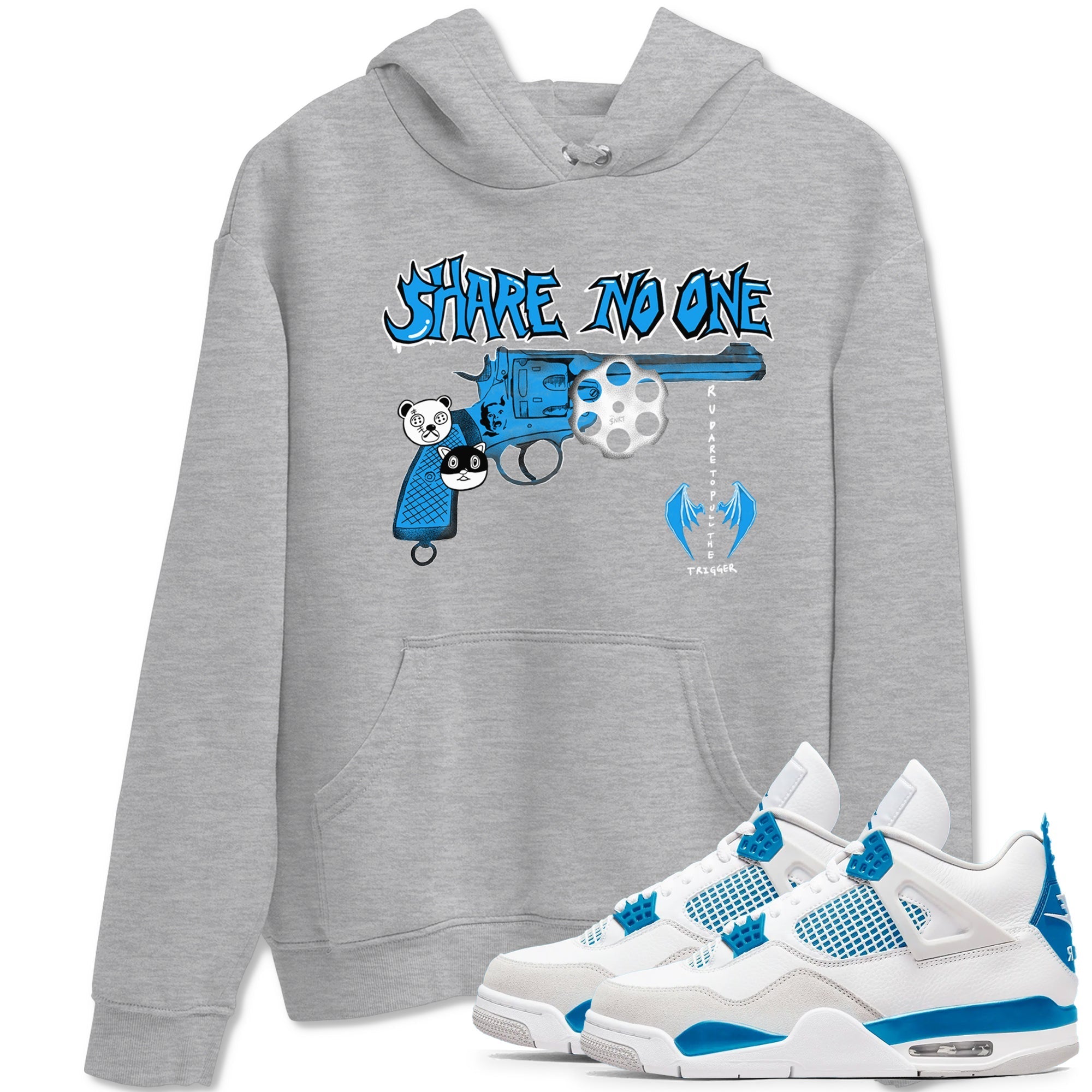 Share No One snkmatch Tees - Air Jordan 4 Military Blue
