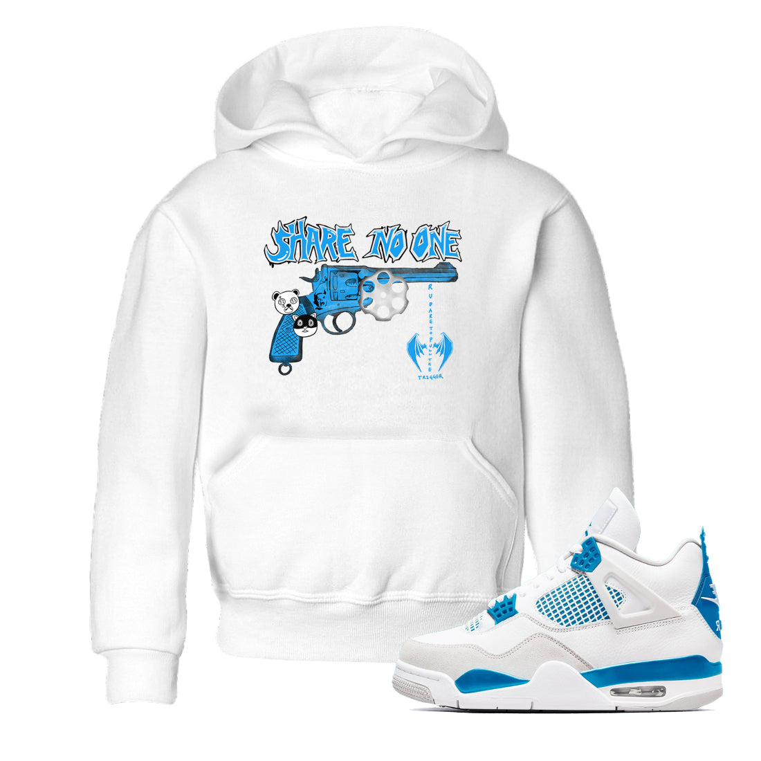 Share No One snkmatch Tees Kids - Air Jordan 4 Military Blue
