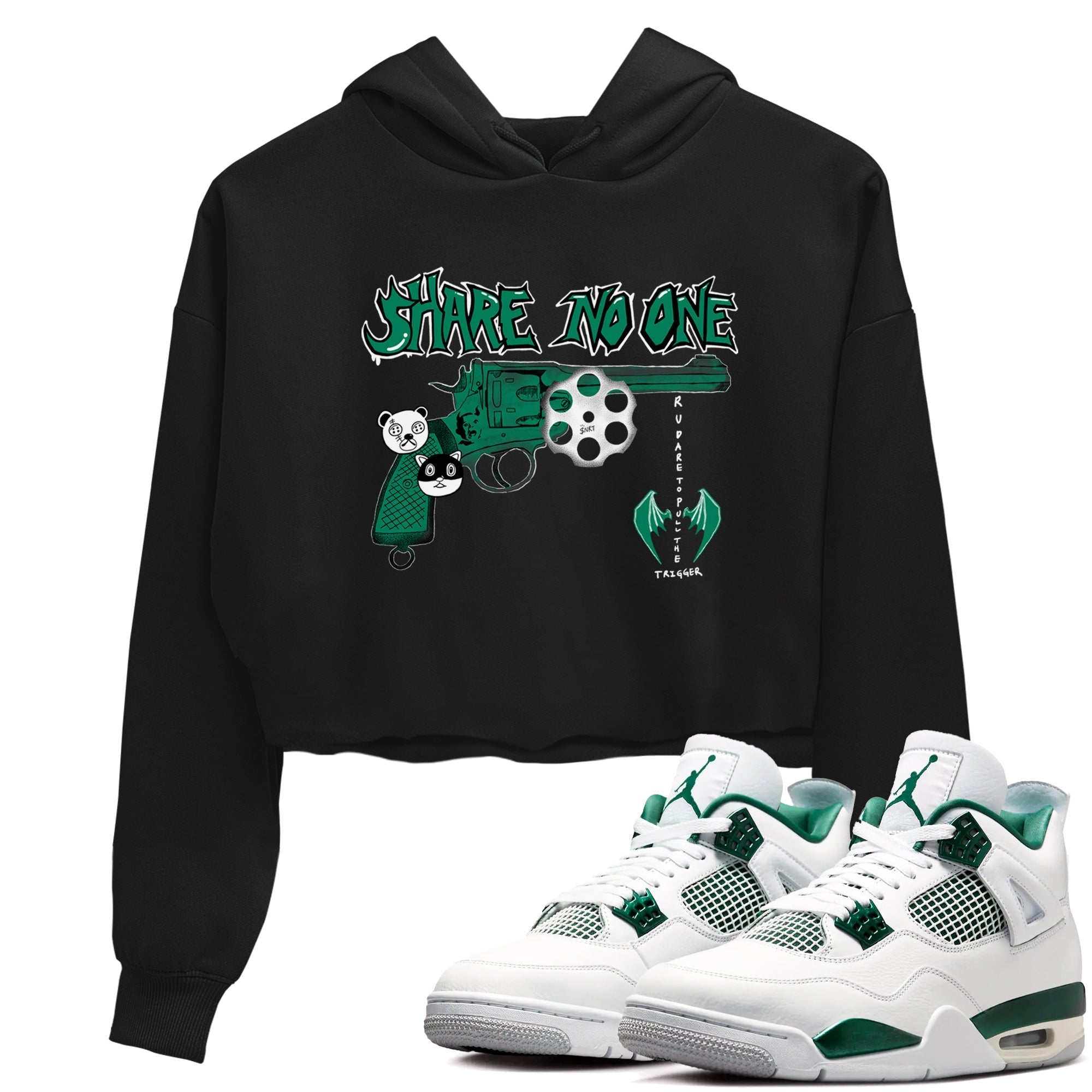 Share No One snkmatch Women's Top - Air Jordan 4 Oxidized Green