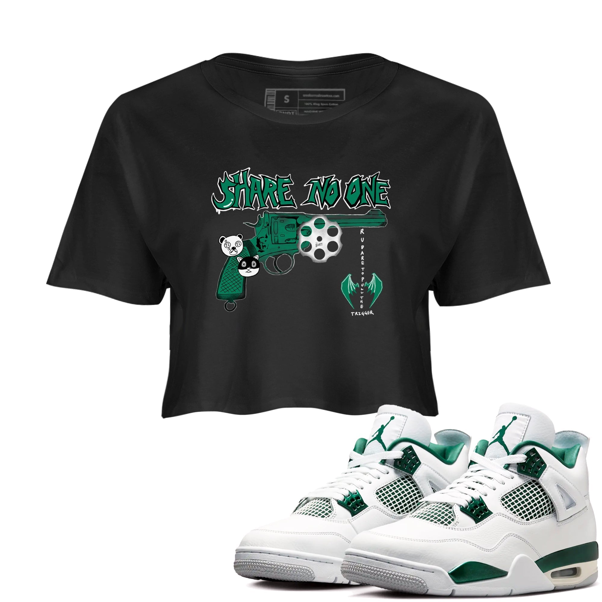 Share No One snkmatch Women's Top - Air Jordan 4 Oxidized Green