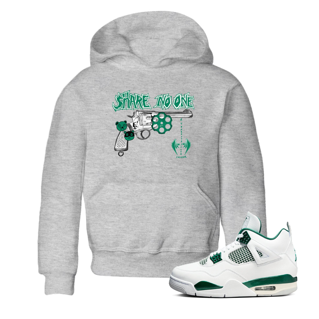 Share No One snkmatch Tees Kids - Air Jordan 4 Oxidized Green