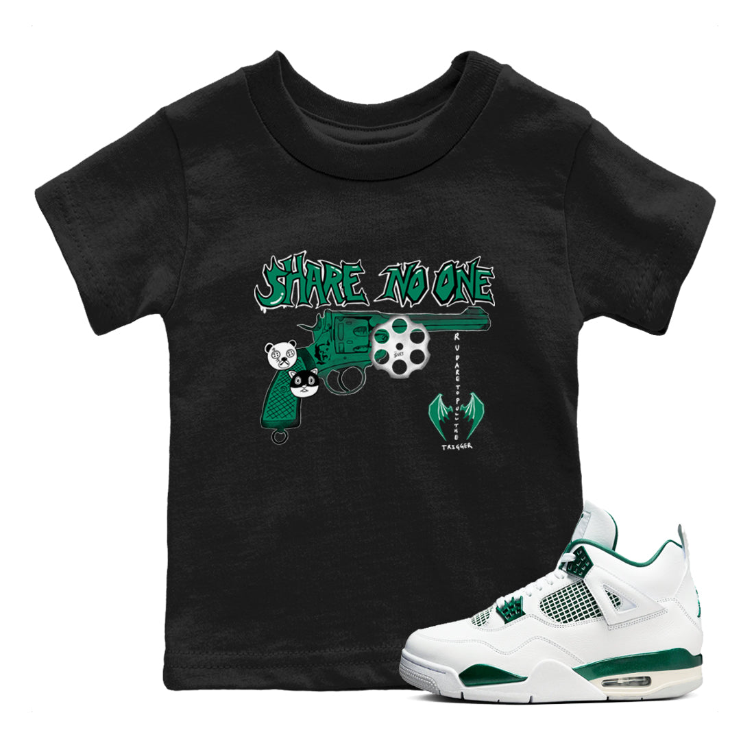 Share No One snkmatch Tees Kids - Air Jordan 4 Oxidized Green